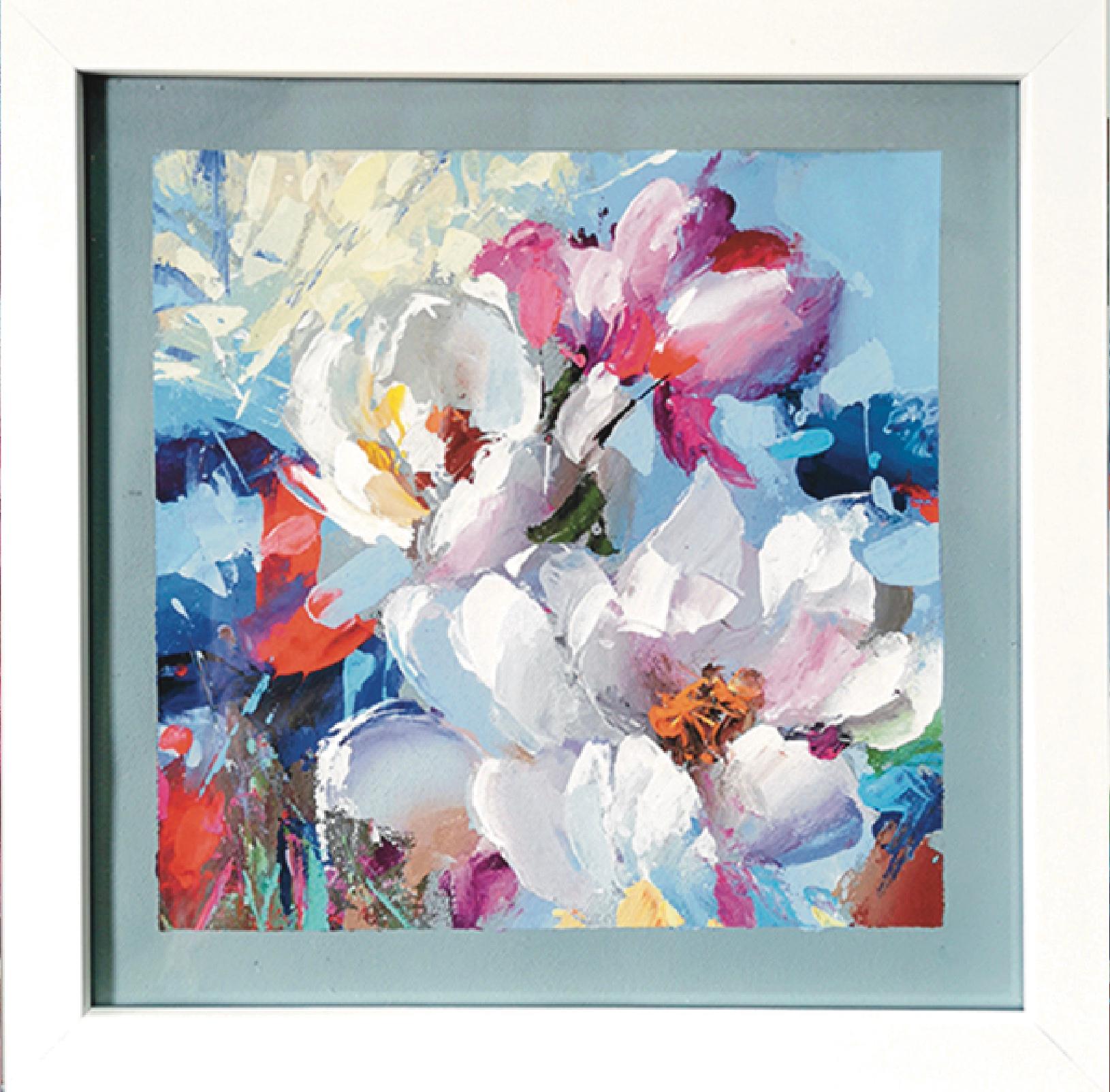 Abstrakt Weiße Blumen – Painting von Dmitry Spiros