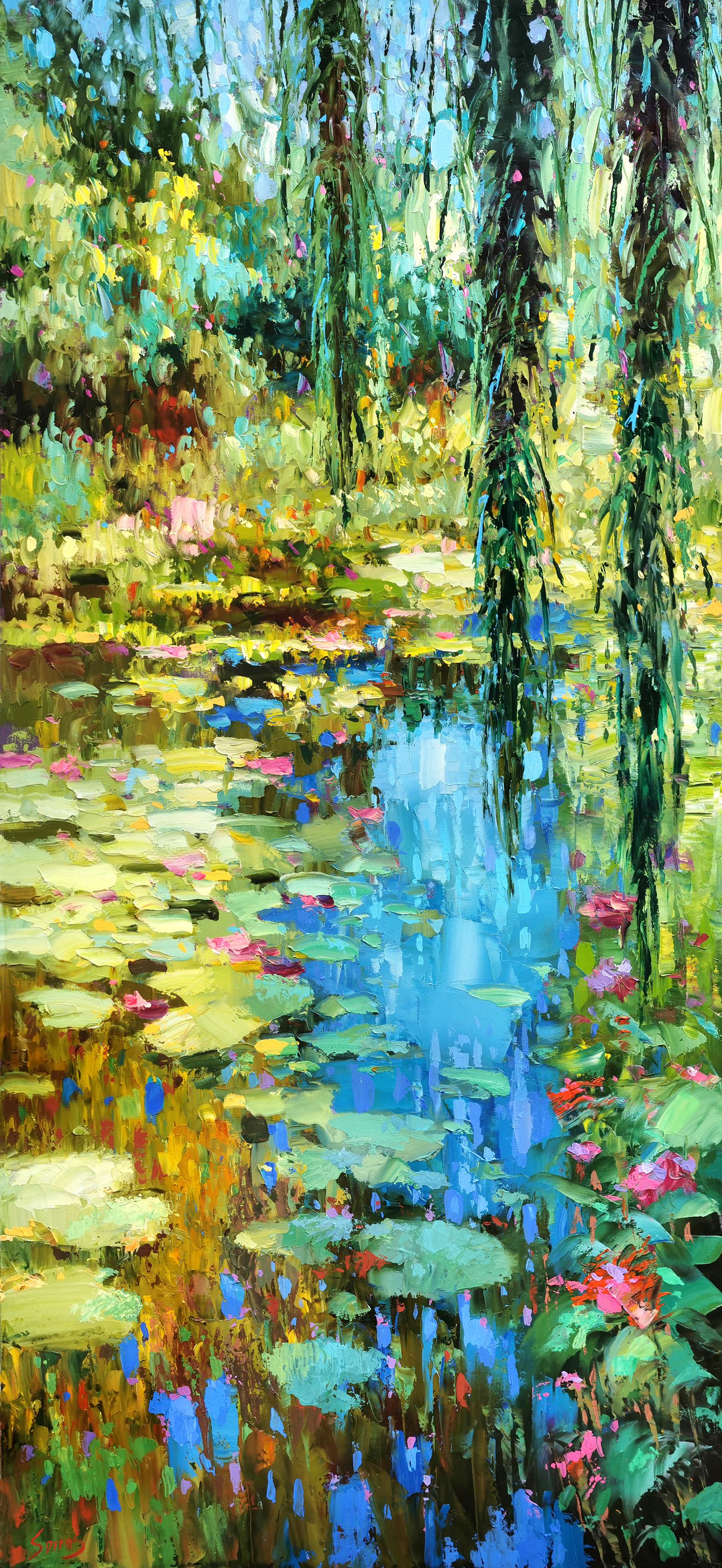 Dmitry Spiros Landscape Painting – Ein übergroßer Teich