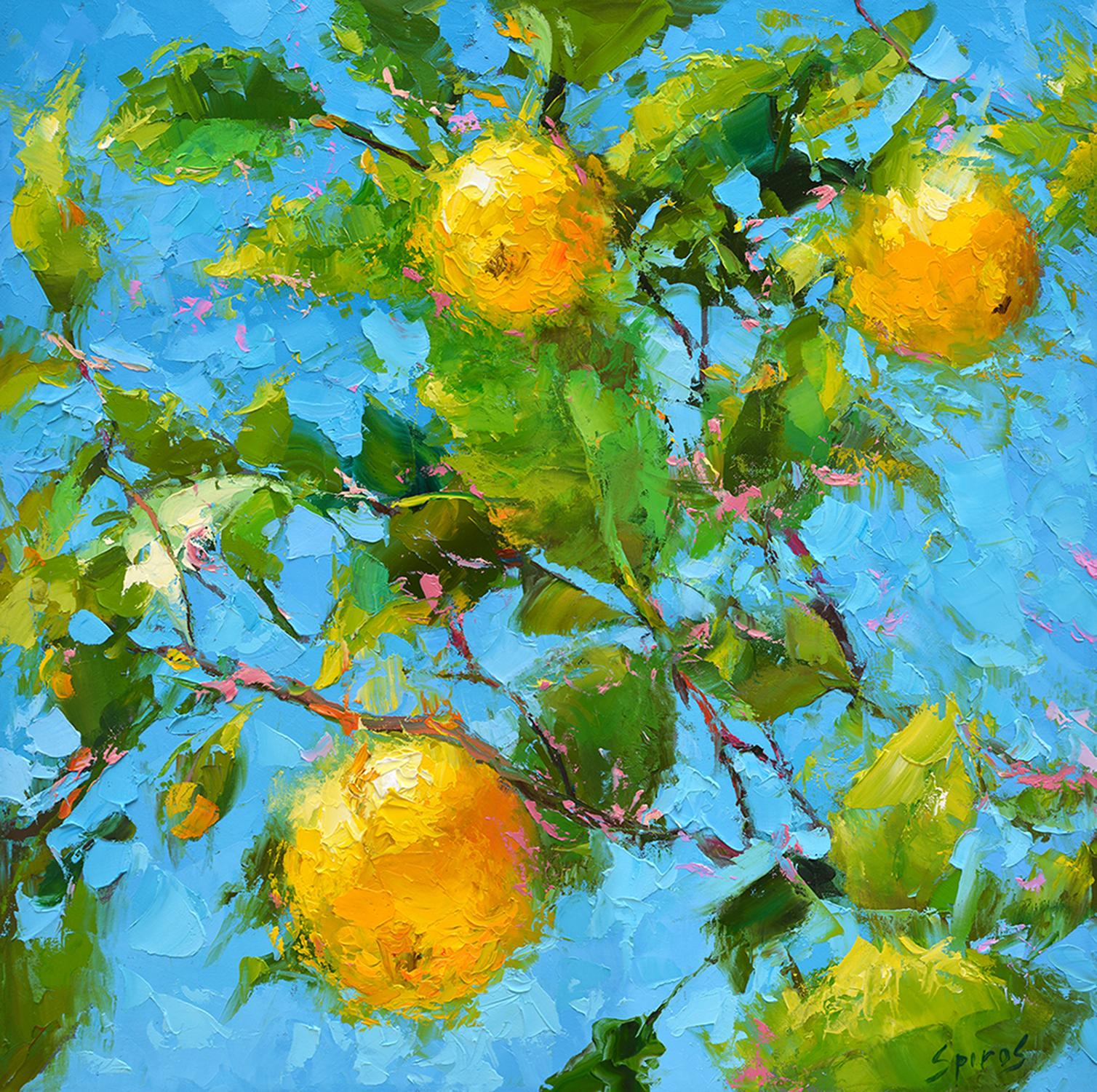 Dmitry Spiros Landscape Painting - Branch with Lemons
