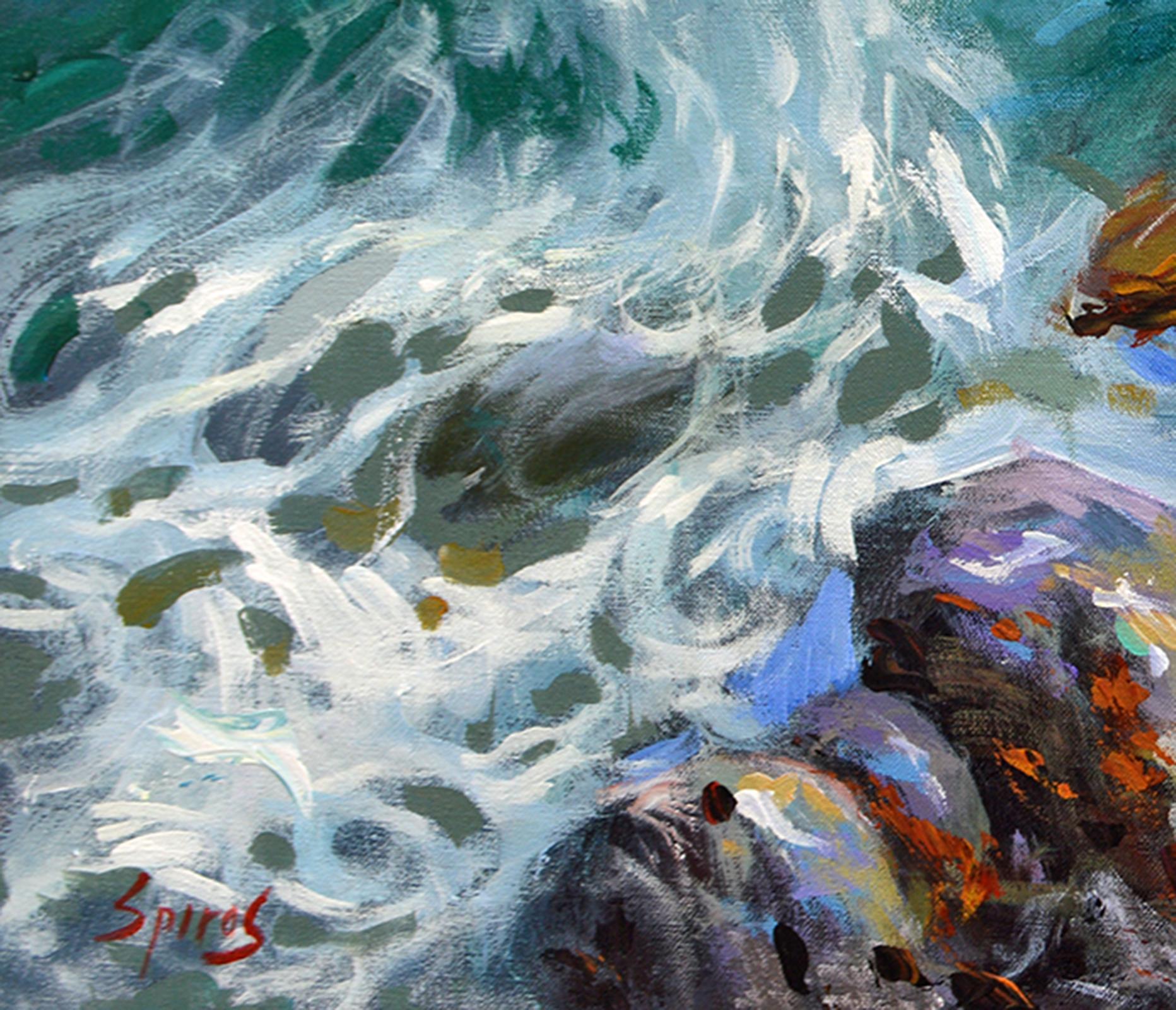 Caribbean waves at noon - Painting by Dmitry Spiros