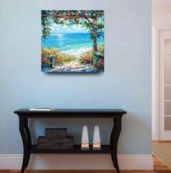 En la playa. acrylic painting on canvas, 46cm x 46cm