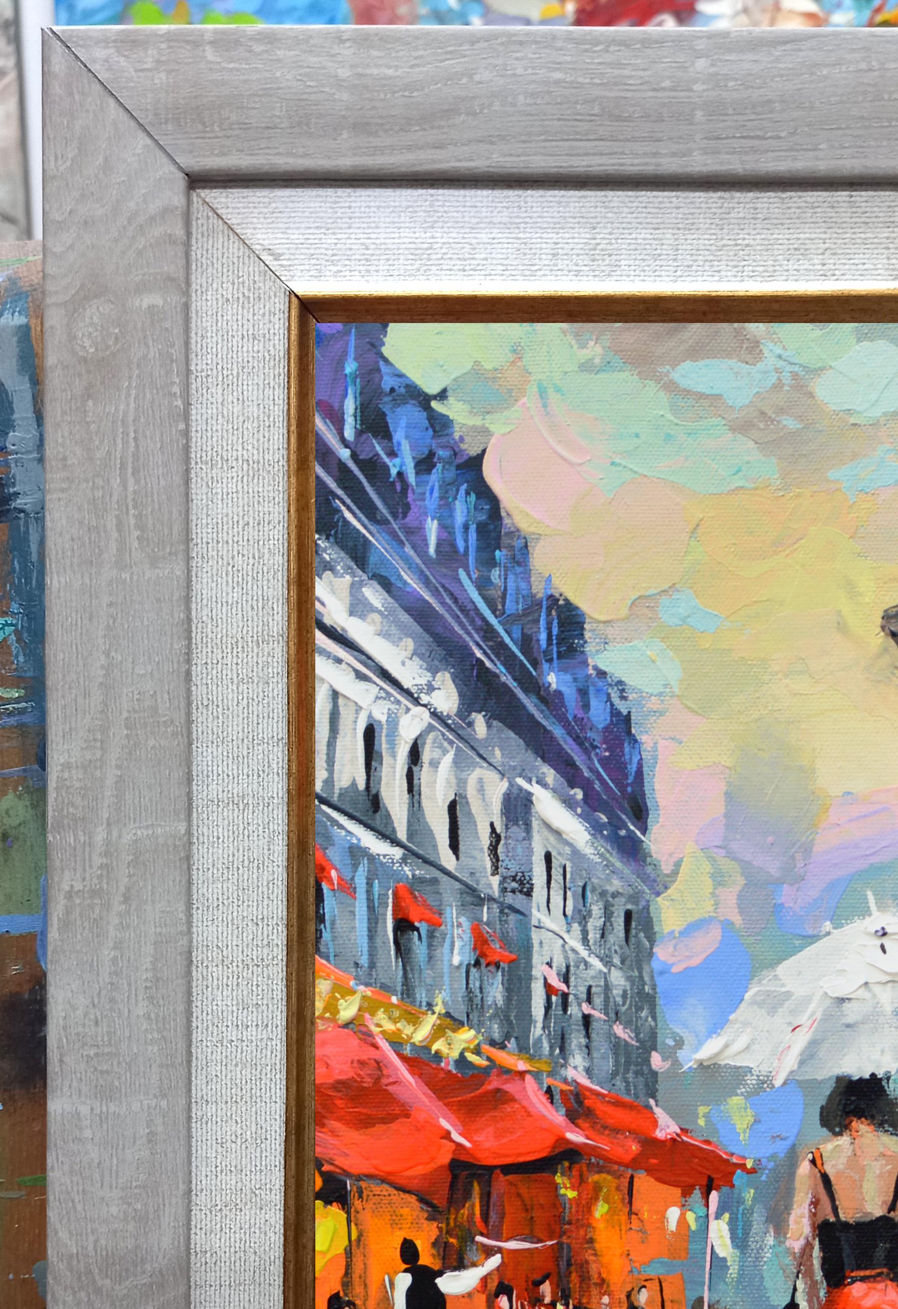 Acr. auf Leinwand Gemälde.
Abendlicher Spaziergang  - Acryl auf Leinwand, Impressionismus-Meereslandschaft-Malerei, 2019
Größe des Bildes - 36cm x 36cm, (14