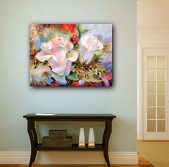 Flowers composition #15. Impressionist Oil acrylic Painting on Canvas, 75x99 cm