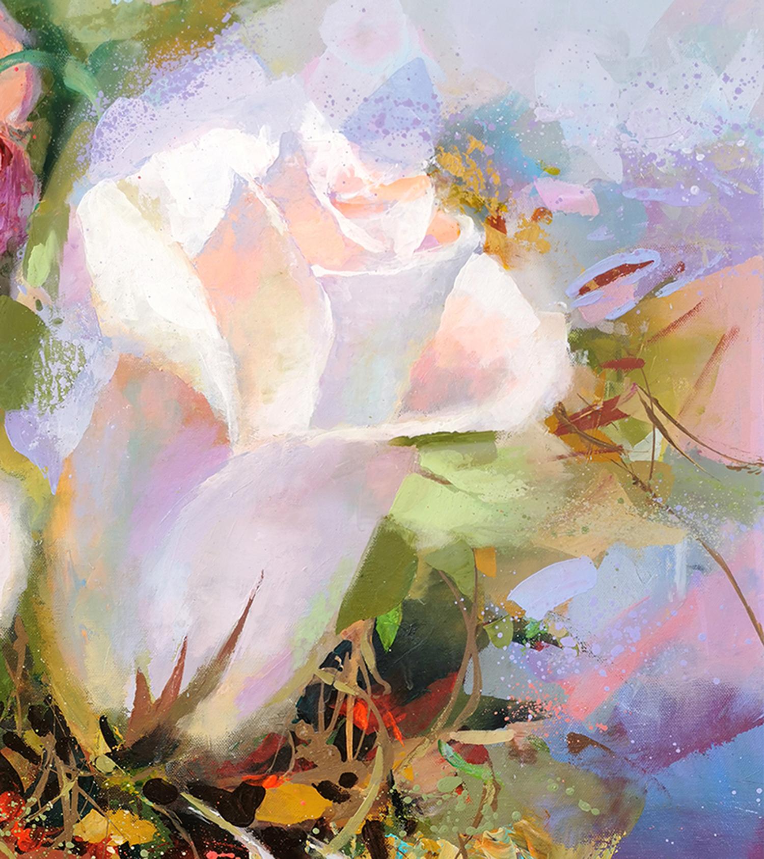 Flowers composition #15 - Beige Landscape Painting by Dmitry Spiros