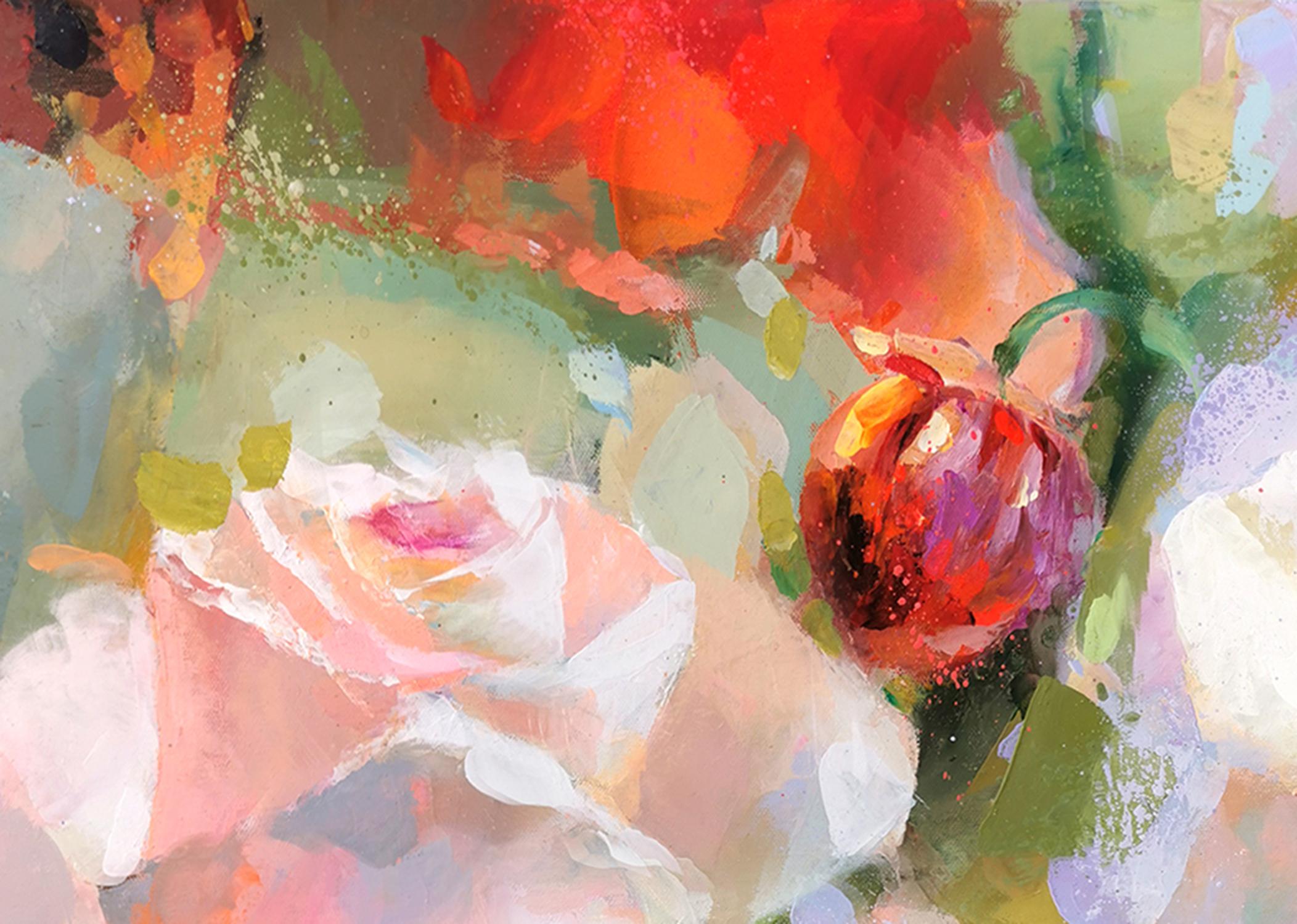 Flowers composition - oil on canvas, 75cm x 99cm, (29.5