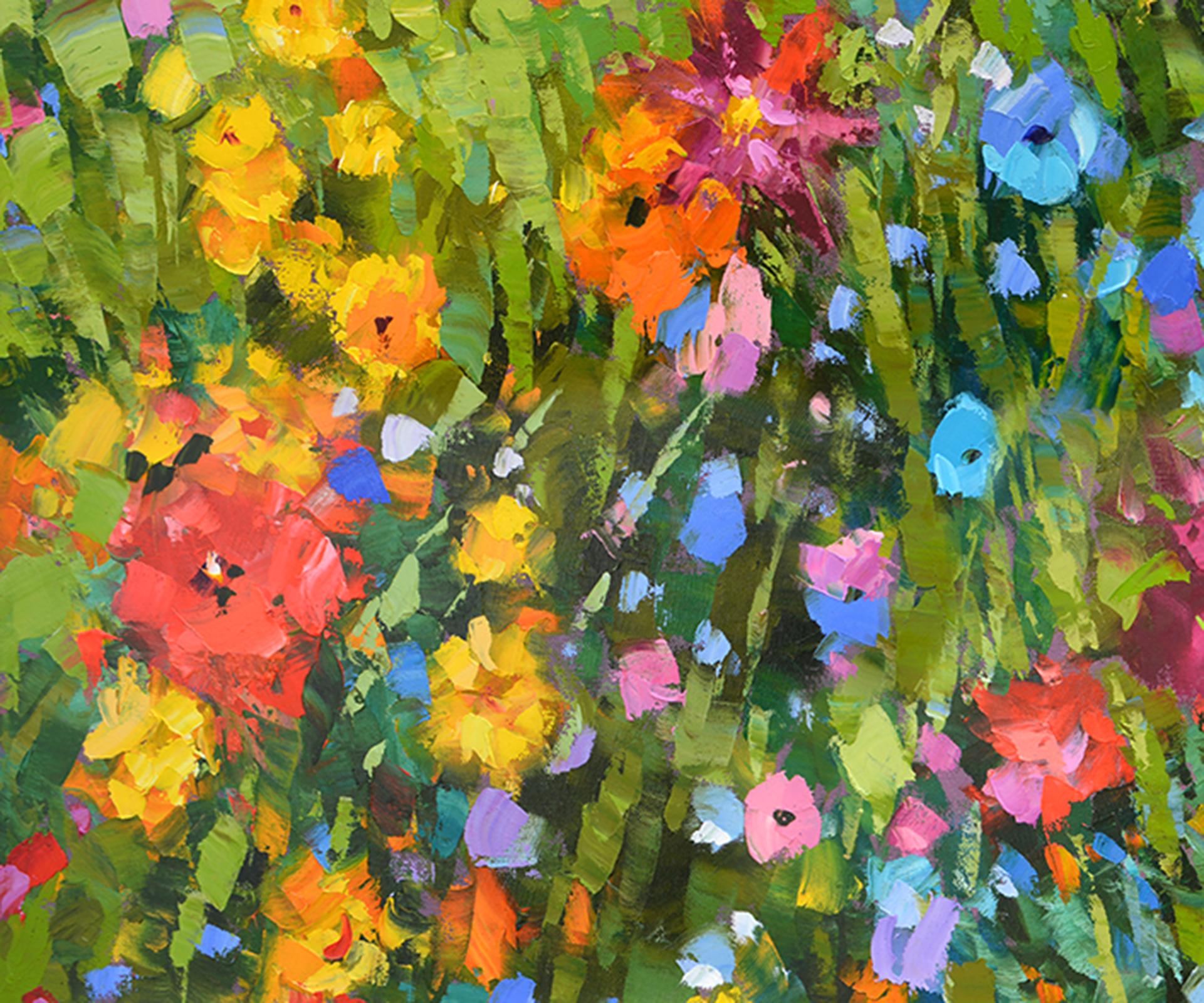 Flowery meadow 3 - oil, acrylic painting on canvas, large size, ready to hang

size: 39,5