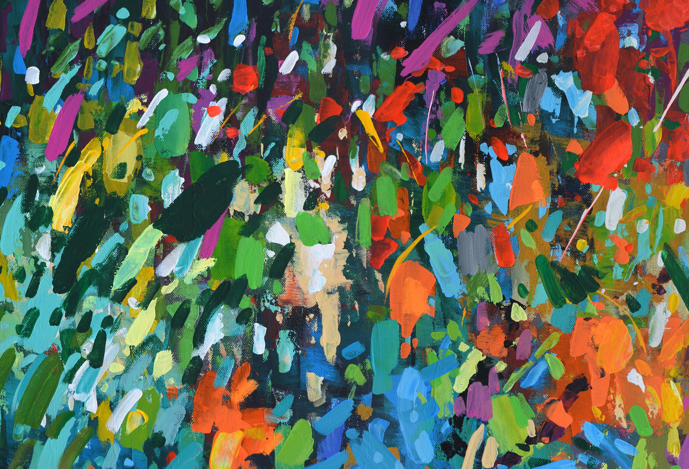 À la lumière des feuilles Diptyque d'automne 2 peintures - Gris Landscape Painting par Dmitry Spiros