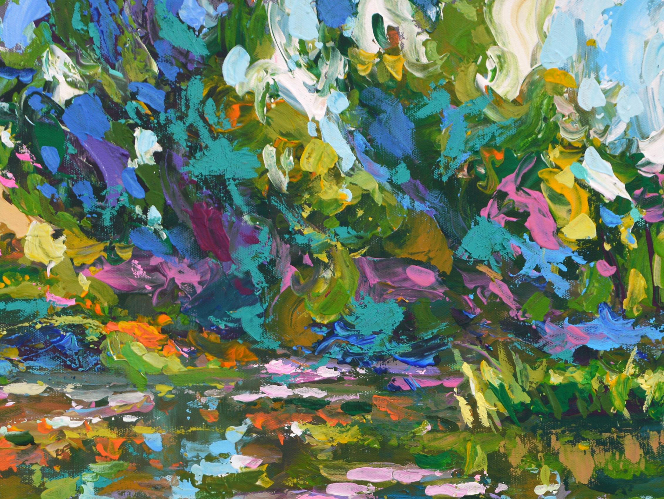 Midday Summer pond - Black Landscape Painting by Dmitry Spiros