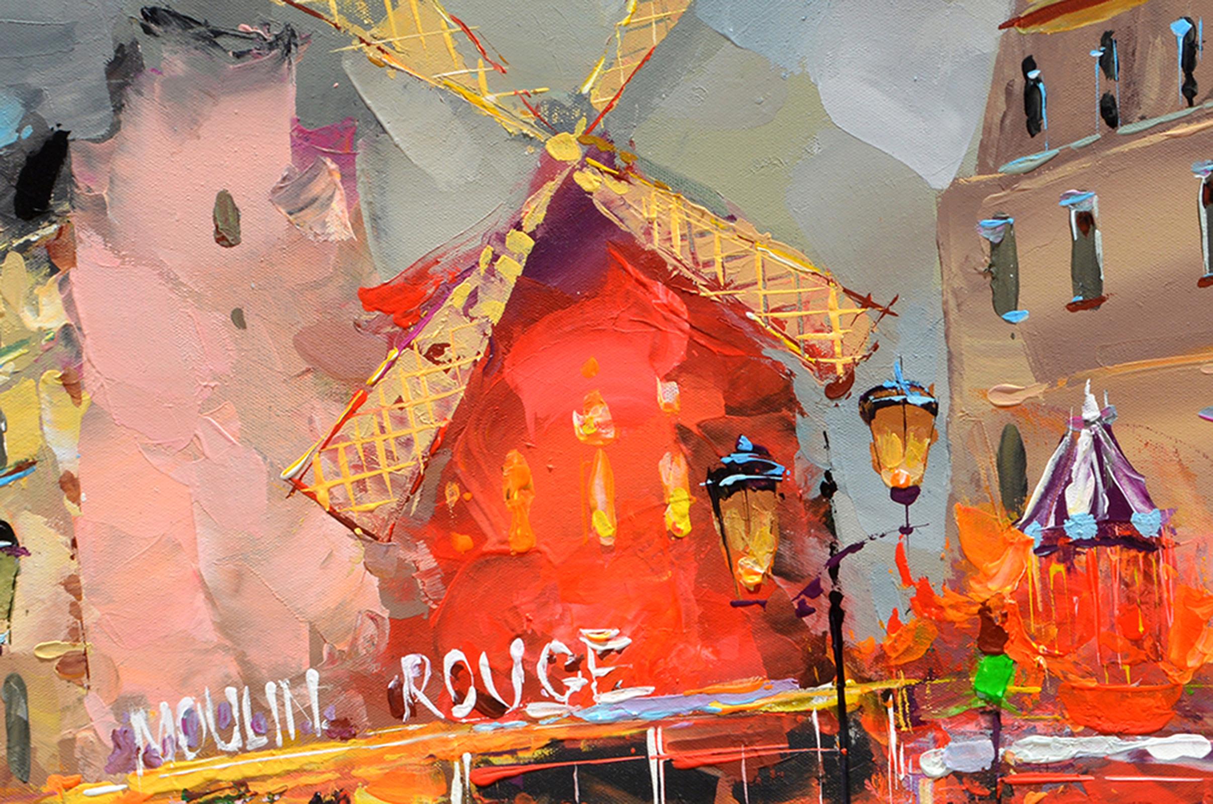 Moulin Rouge Late Night Show - Impressionist Painting by Dmitry Spiros
