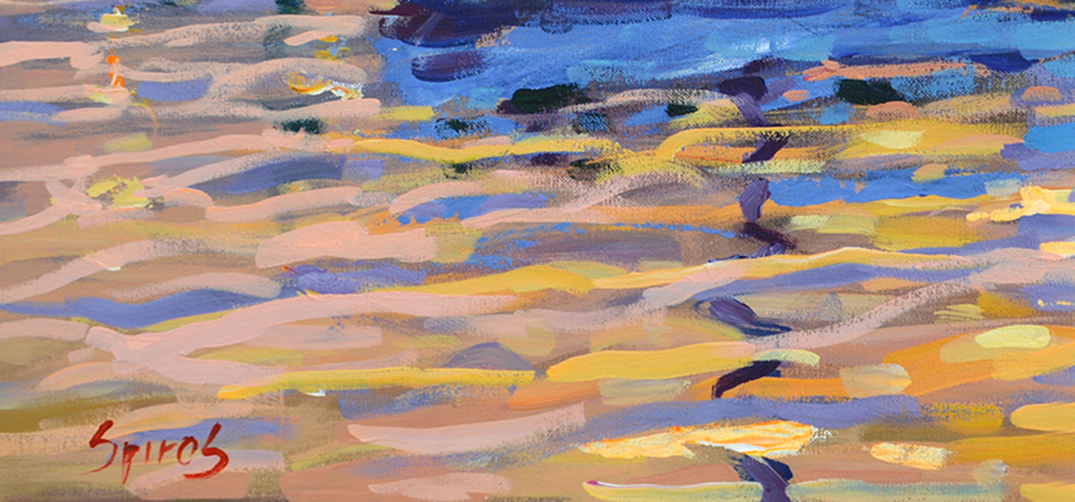 Baie de nuit - Gris Landscape Painting par Dmitry Spiros