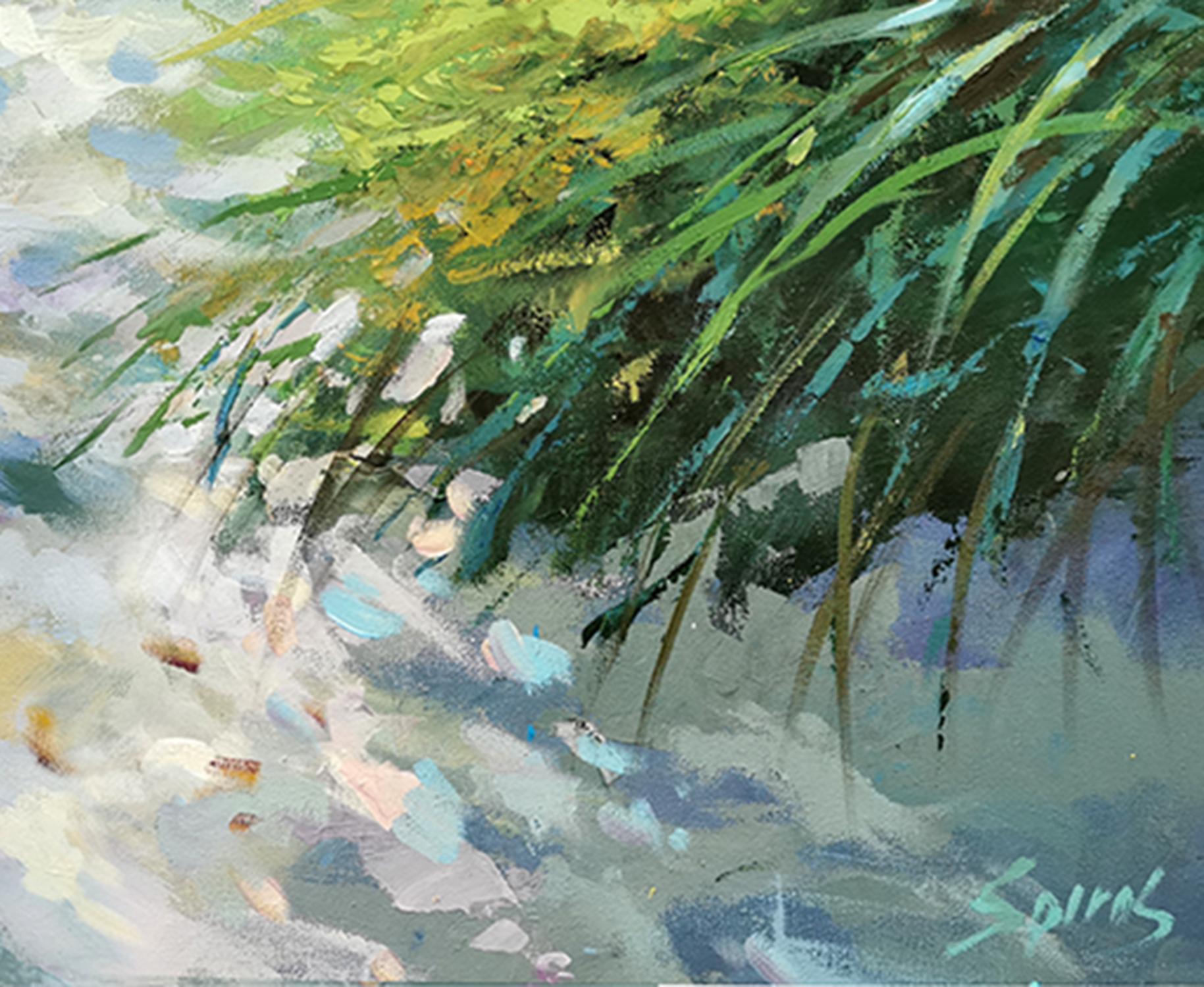 On the shores of the Gulf of Mexico - Gray Landscape Painting by Dmitry Spiros