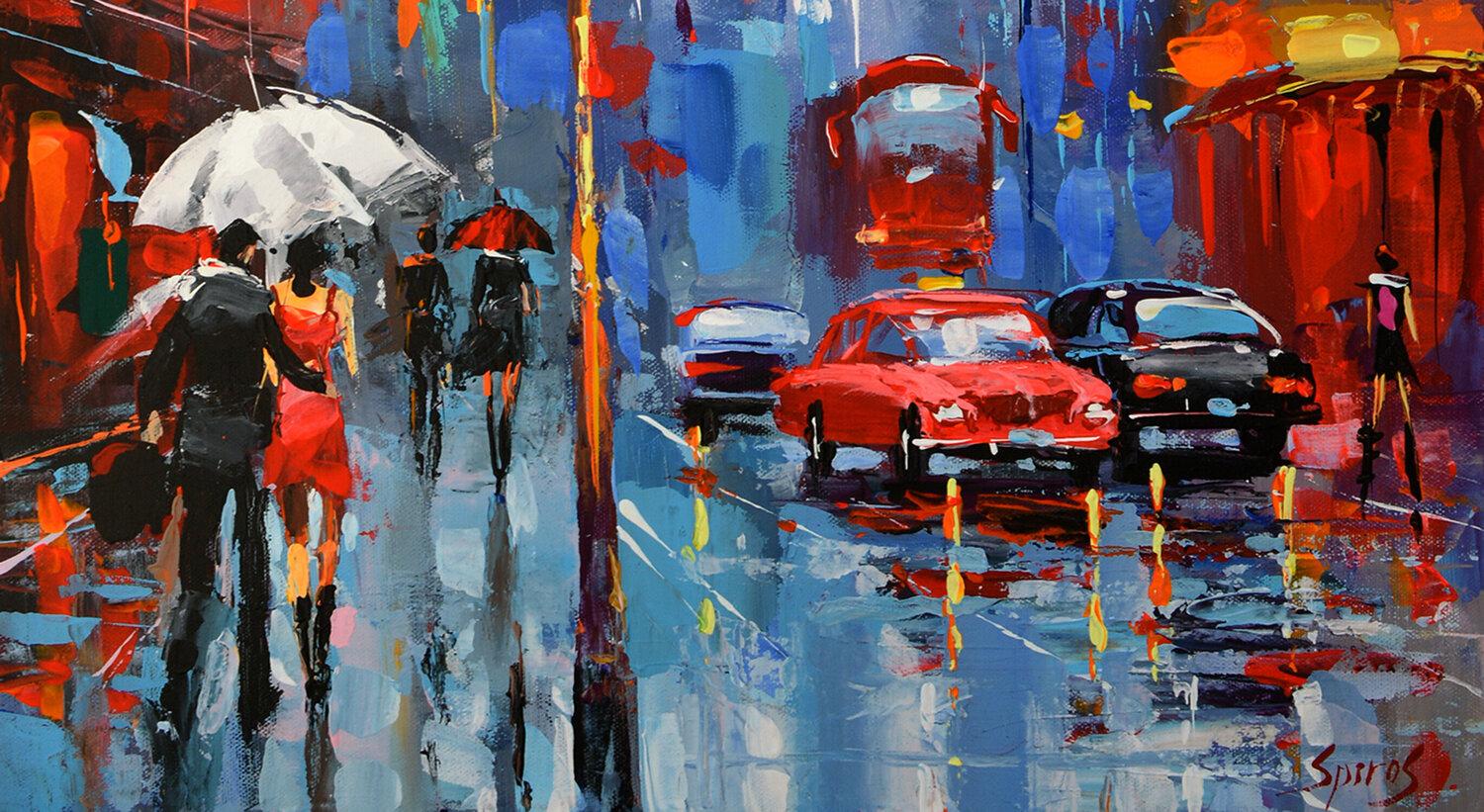 Parisian rains - Painting by Dmitry Spiros