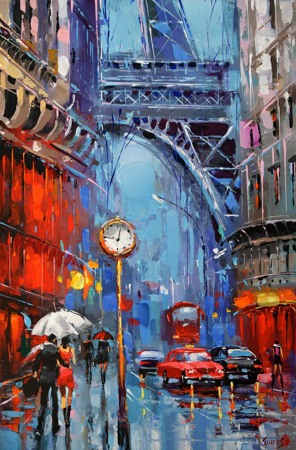 Dmitry Spiros Landscape Painting - Parisian rains