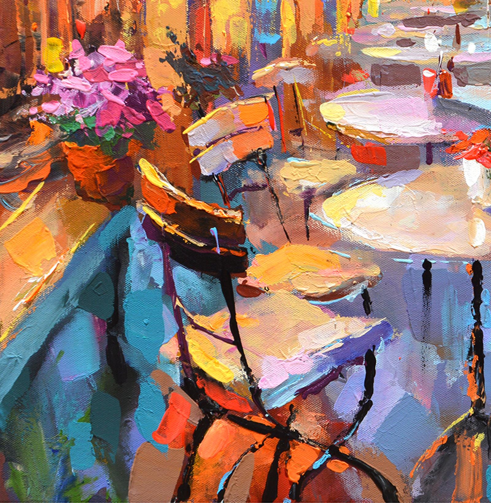Terrasse parisienne - Impressionnisme Painting par Dmitry Spiros