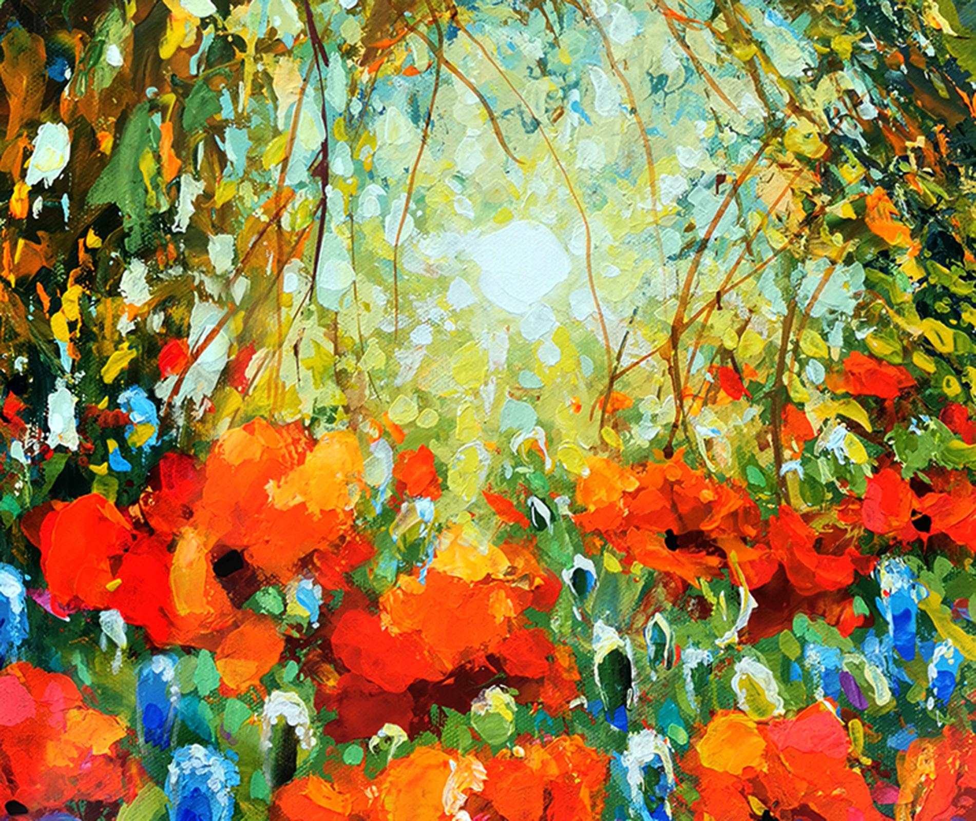 Poppies at sunset 3 - Black Landscape Painting by Dmitry Spiros