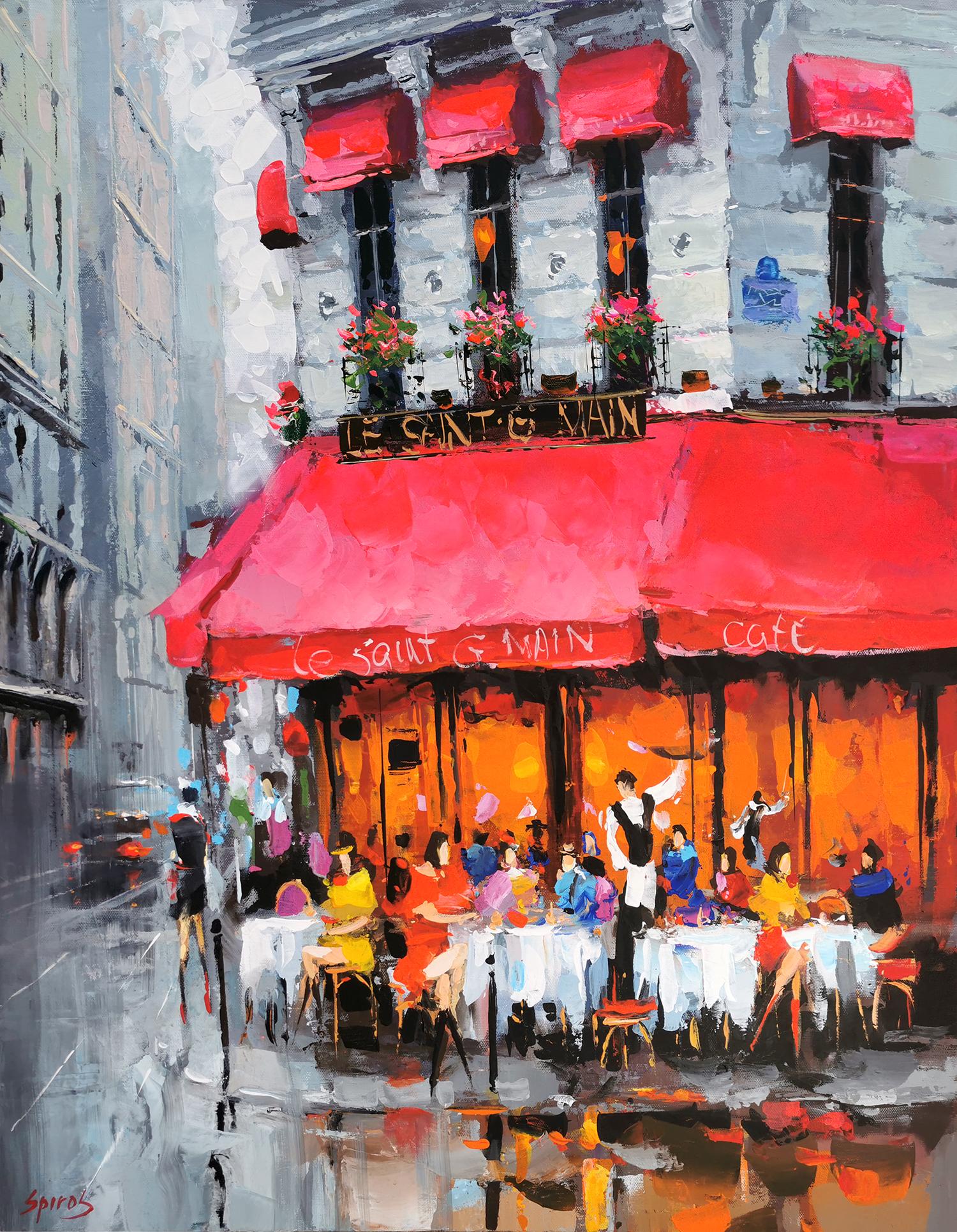 Dmitry Spiros Landscape Painting – Regnerische Terrasse