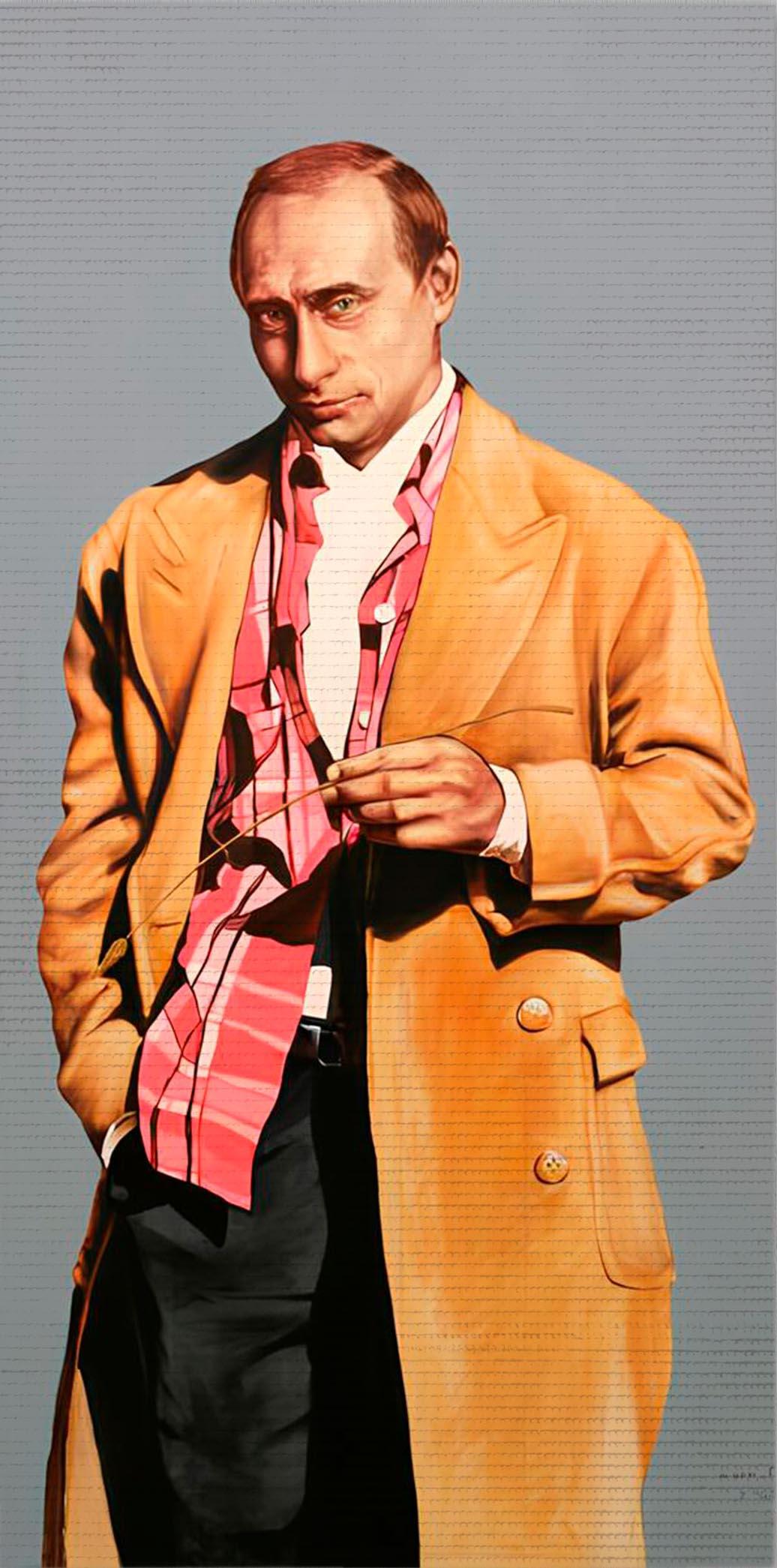 V.V. Putin in a red coat. Limited Edition Print on Canvas