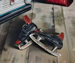 Pedal Car and Skates - zeitgenössisch, realistisch, innen, ukrainisch, Öl auf Leinwand