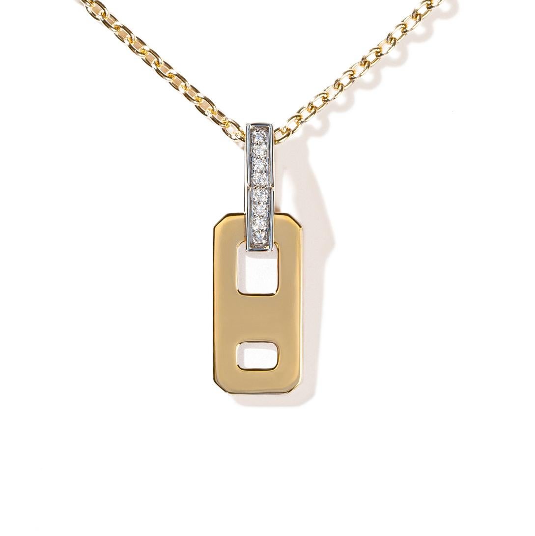 This simple yet sleek pendant will add a cool edge to your AS29 jewels.

Crafted in solid 18k gold, this minimalist rectangle pendant is detailed with a diamond encrusted bail. Added to your favourite AS29 chain, this pendant is perfect for everyday