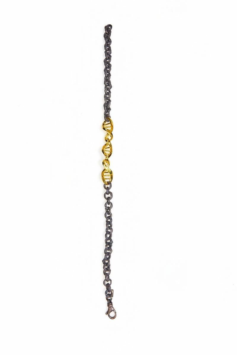 Femenino o masculino Pulsera DNA para caballero en oro de 18 quilates y plata de ley negra oxidada en venta