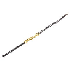 DNA-Armband für Herren aus 18k Gold und schwarz oxidiertem Sterling Silber