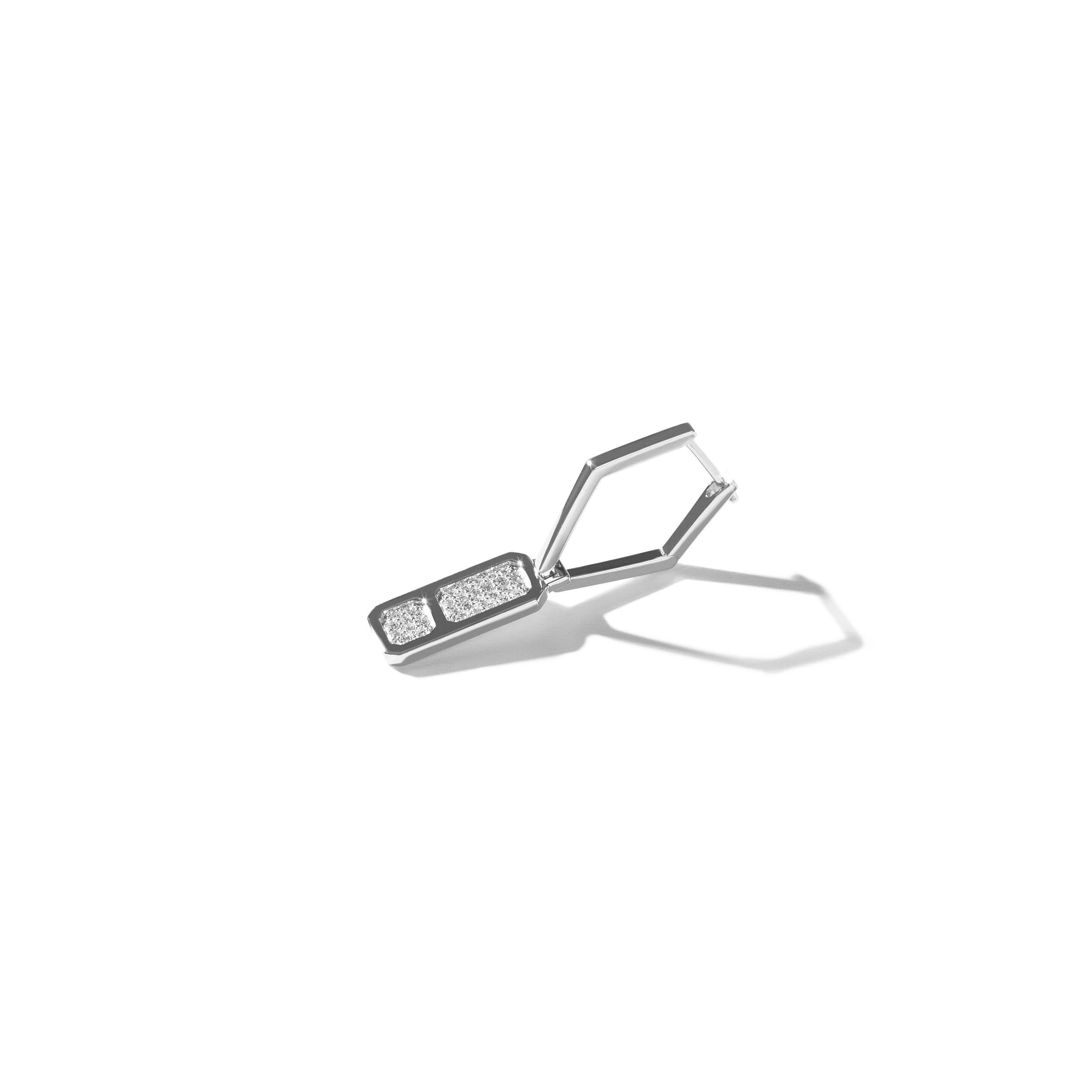 Round Cut AS29 DNA Mini Full Diamond Single Earring in 18k White Gold For Sale