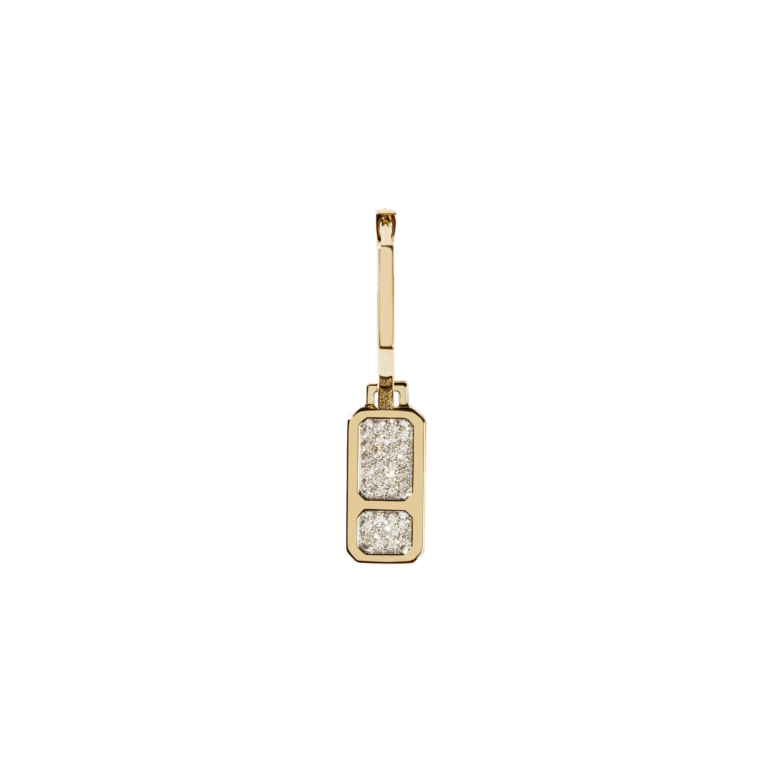 DNA Mini Full Diamond Single Earring in 18k Yellow Gold For Sale