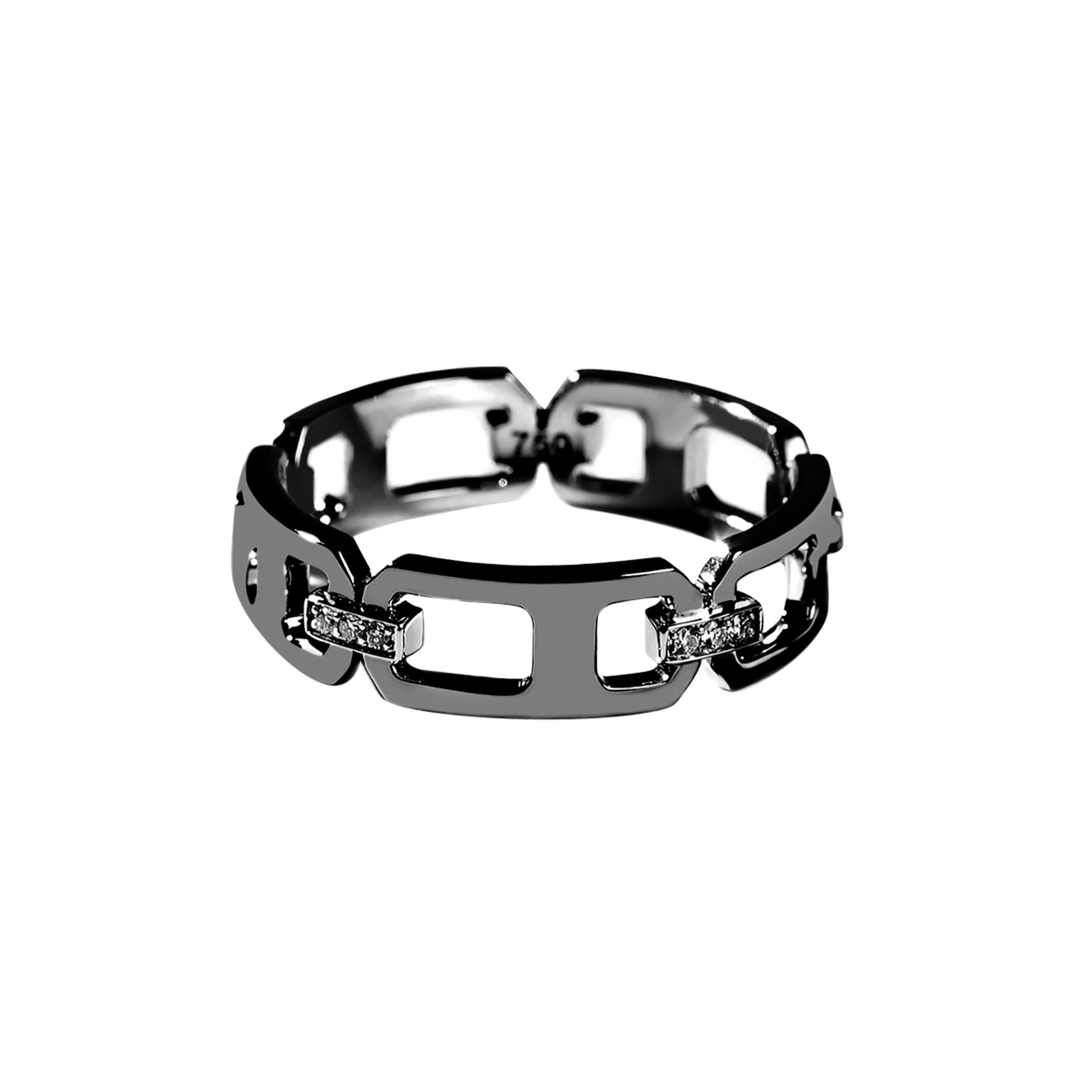 AS29 DNA Pave Diamond Band Ring in 18K Black Gold For Sale