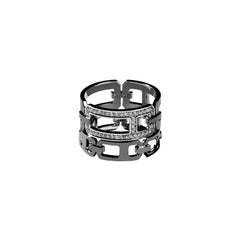 AS29 DNA Pave Diamond Double Ring in 18k Black Gold