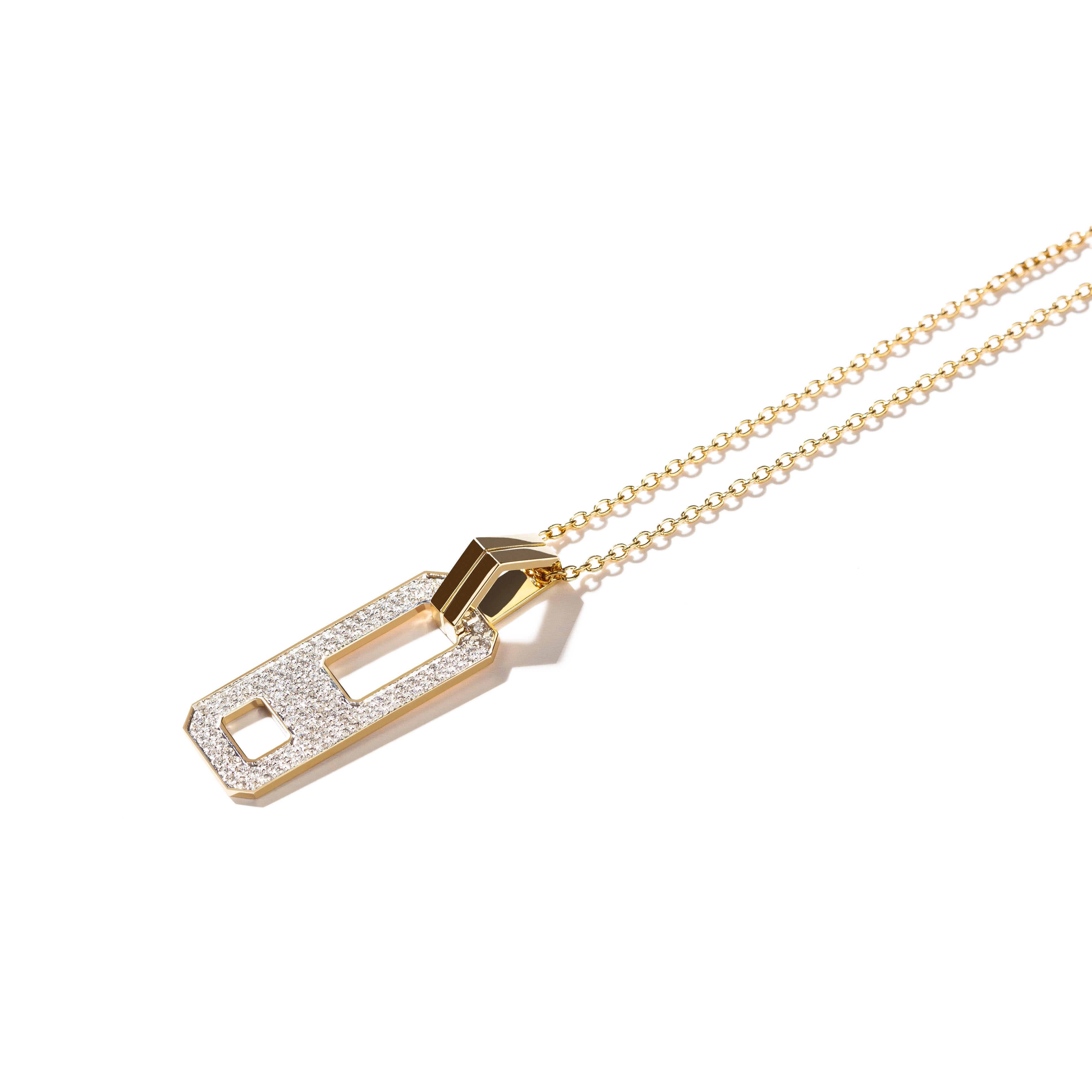 From our just landed DNA collection, this classic pendant will become an everyday essential

Crafted in 18k gold, this piece features a unique pave diamond pendant and a solid gold bail. A piece like no other, let this style shine on its own or pair