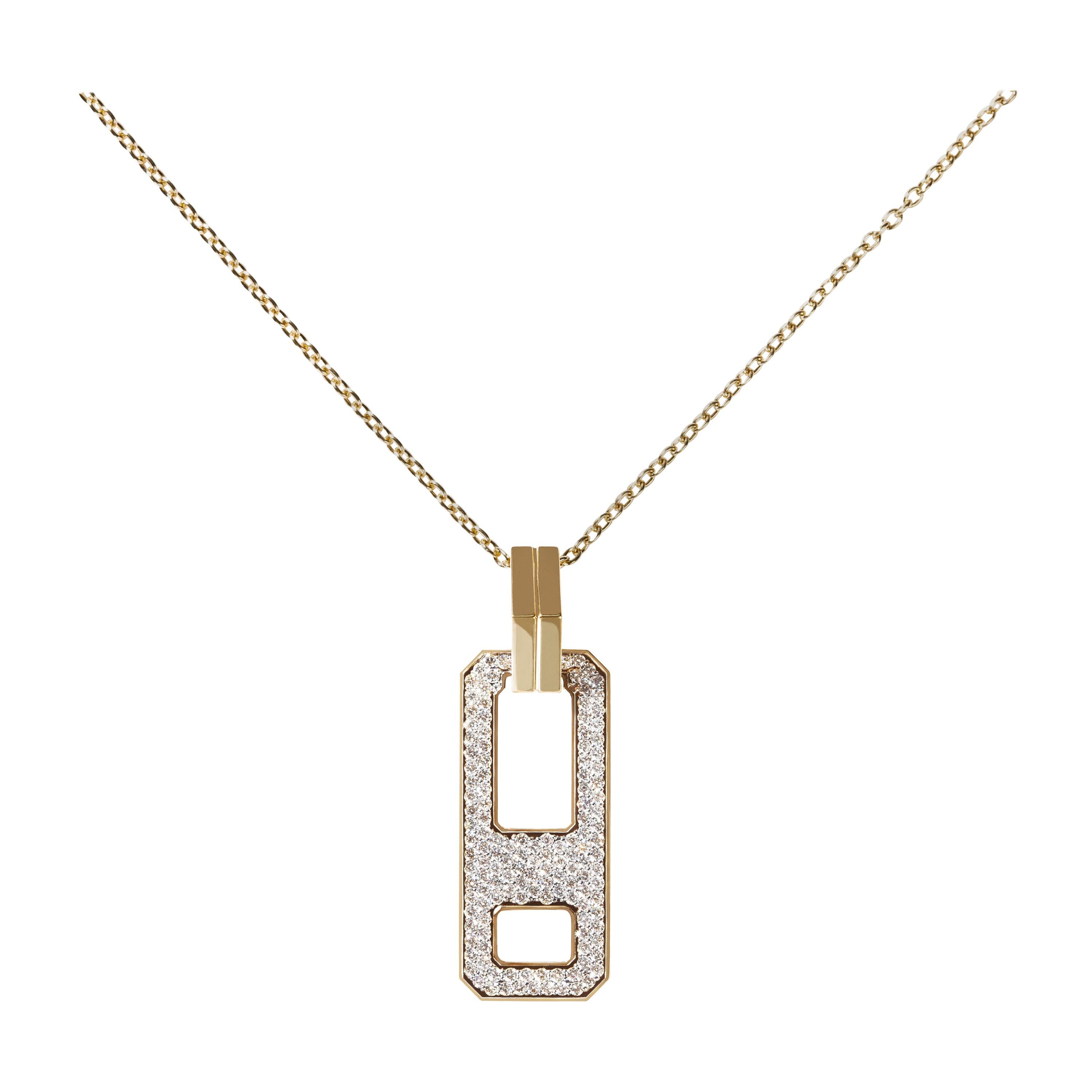 AS29 DNA Pave Diamond Necklace in 18k Yellow Gold For Sale