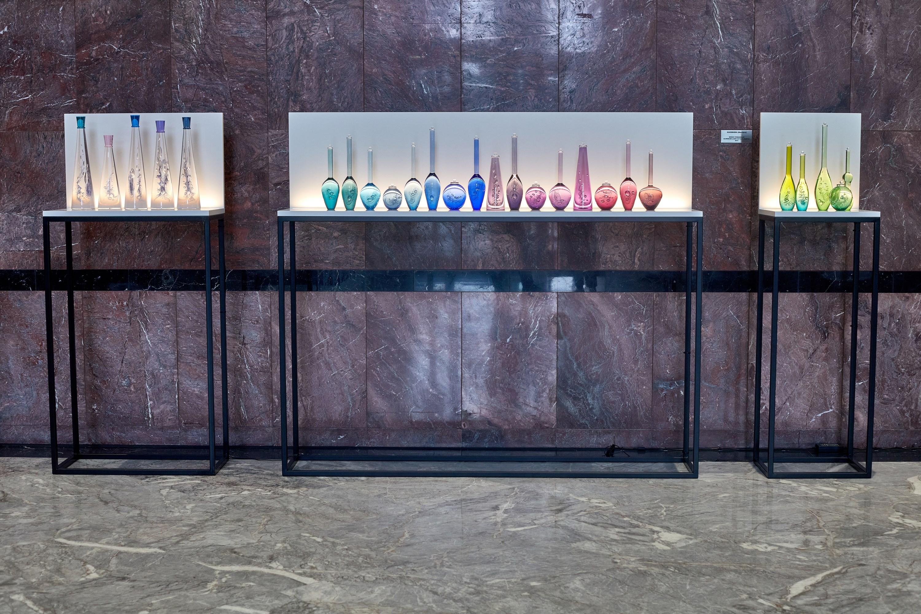 Contemporary Dna Sequence iii, a Green & Aqua Glass Bottle Installation by Louis Thompson For Sale