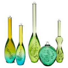 Dna Sequence iii, a Green & Aqua Glass Bottle Installation by Louis Thompson