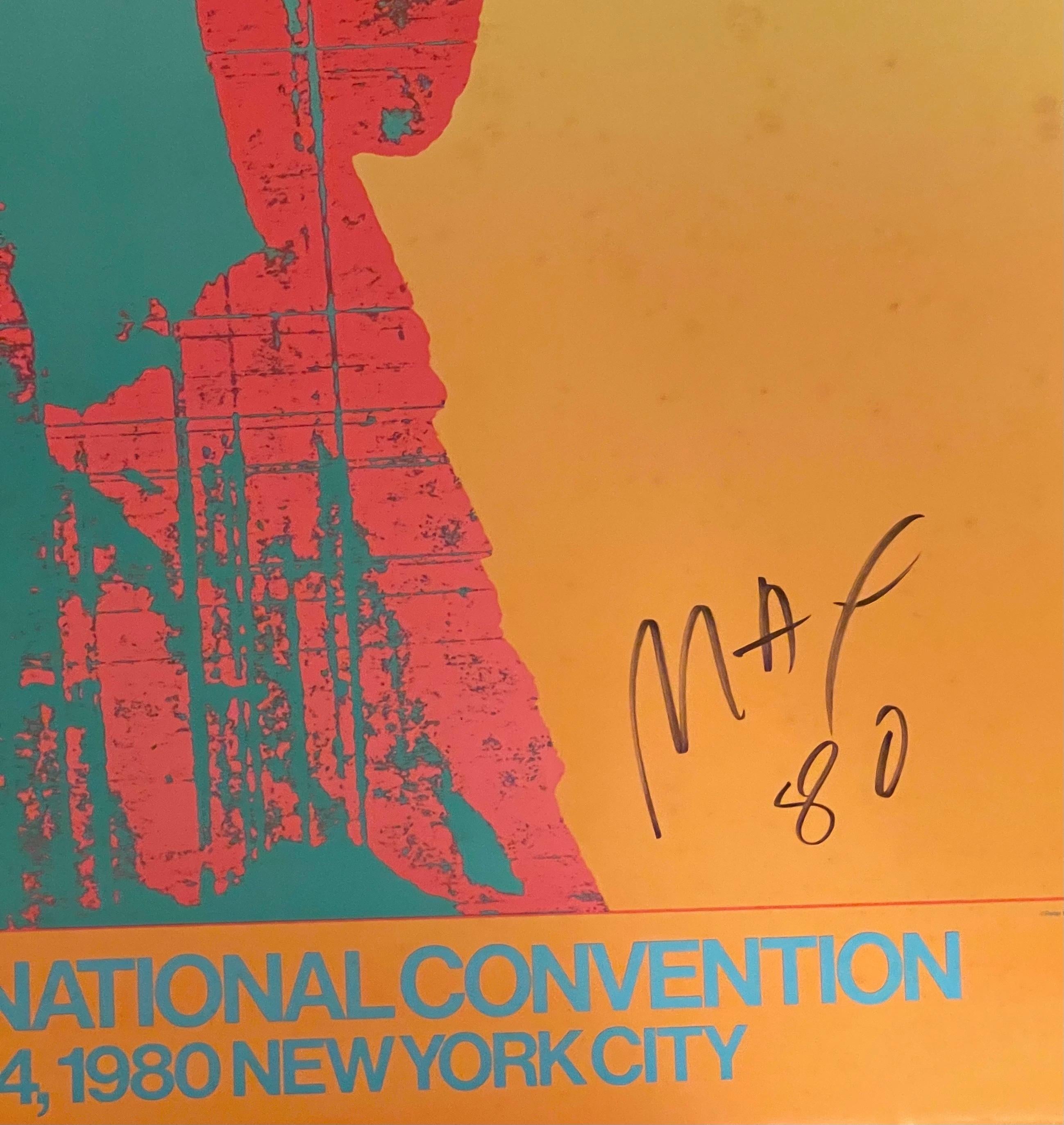 Paper DNC 1980 Statue of Liberty Poster Signed by Peter Max