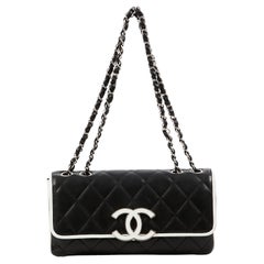 Chanel 2008 Black and White Cruise Logo Accordion Jumbo Classic Flap Bag