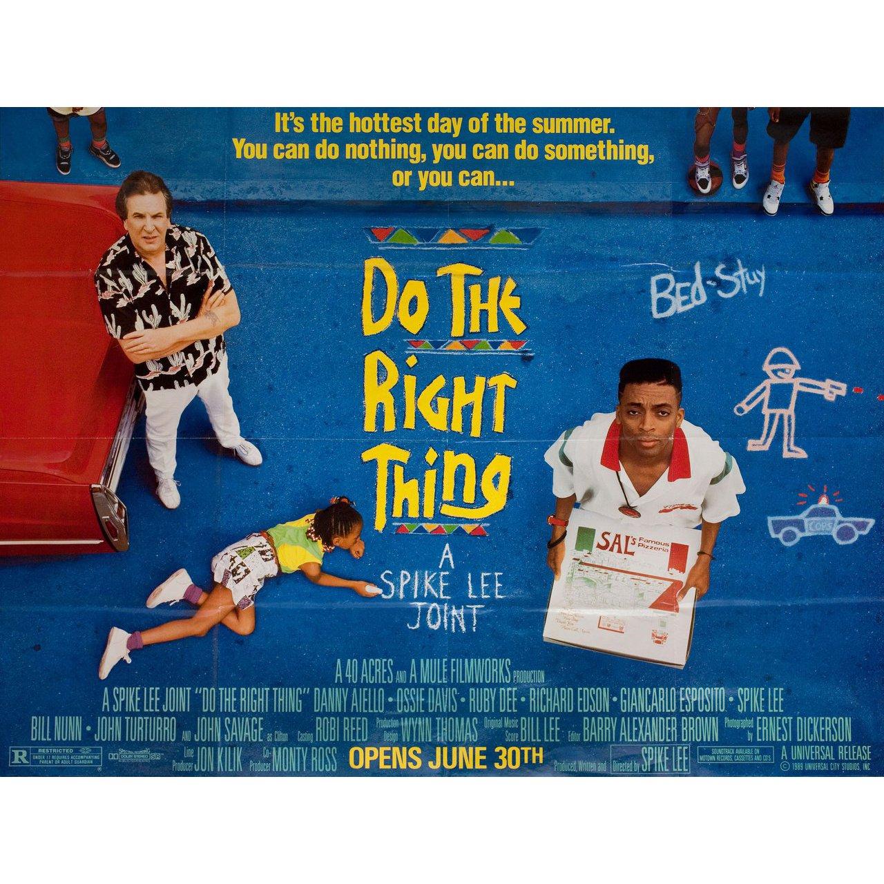 Original 1989 U.S. subway poster for the film Do the Right Thing directed by Spike Lee with Danny Aiello / John Turturro / Ossie Davis / Ruby Dee / Richard Edson. Very good-fine condition, folded. Many original posters were issued folded or were