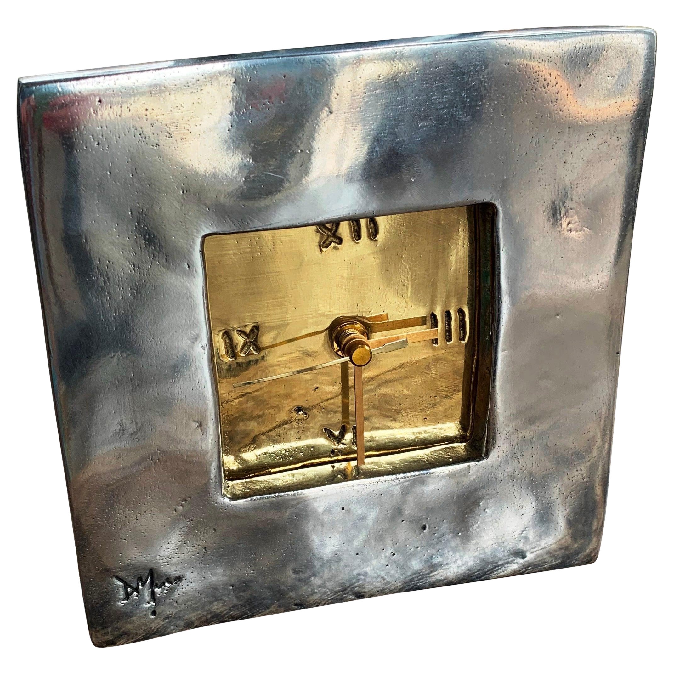 DO16 Square  Clock brass & Aluminium  & A004 Ethnic Bowl Brass & Alum.