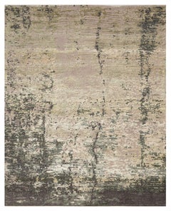Doa Hand Knotted Modern Silk Rug in French Rose and Greige Colours by Hands