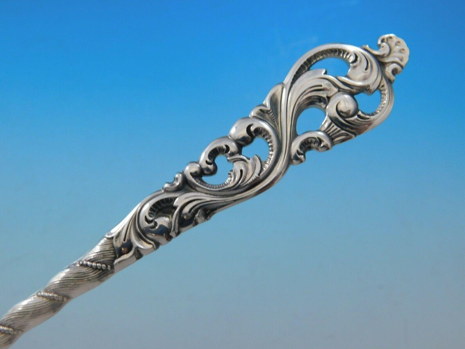 Sterling Silver Dobbel Rokokko by Brodrene Lohne Silver Flatware Set for 10 Service 64 Pieces