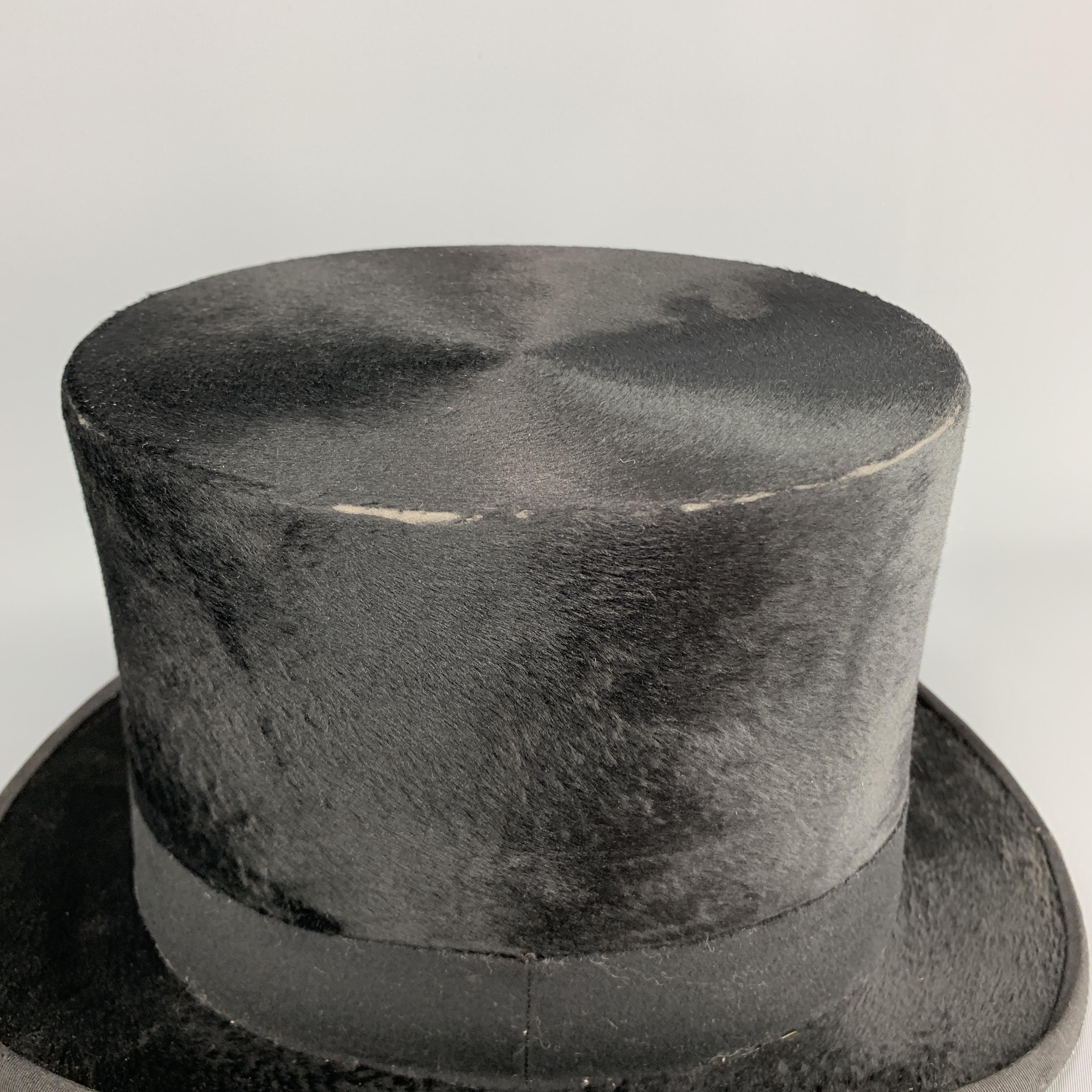 Men's DOBBS Vintage Size 7 1/8 Black Beaver Top Hat w/ Box