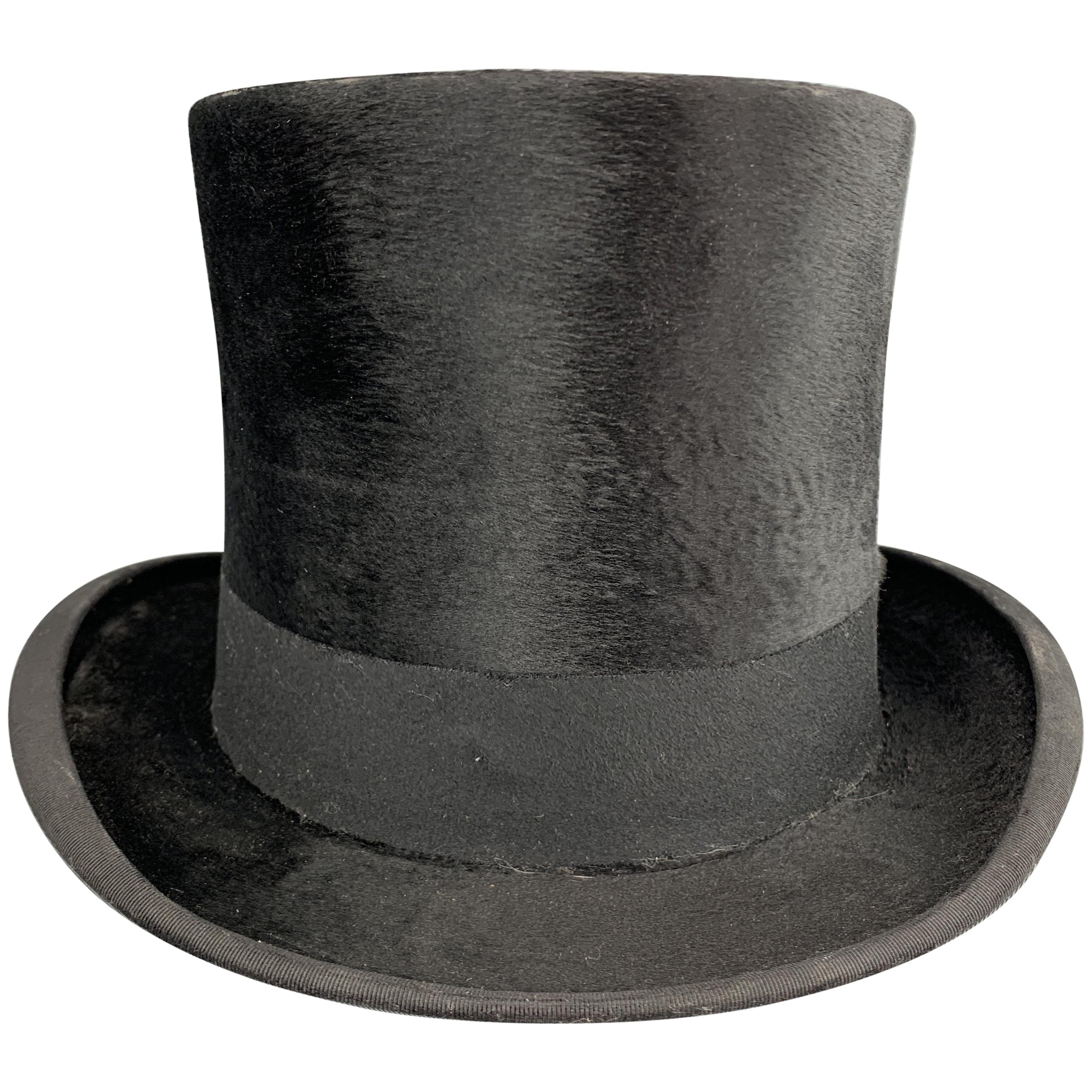 DOBBS Vintage Size 7 1/8 Black Beaver Top Hat w/ Box