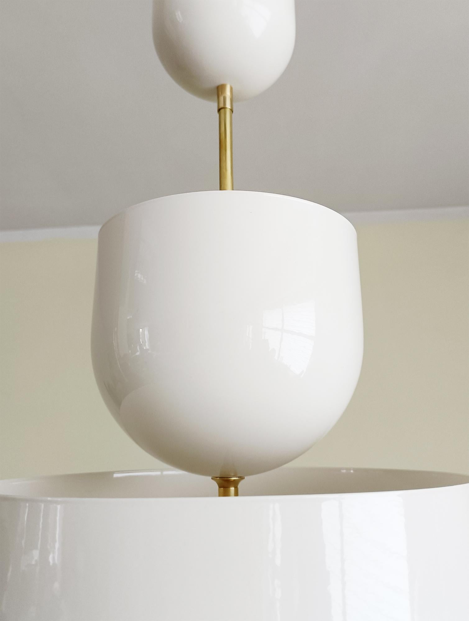 Contemporary Dobel - large pendant lamp by Candas, White ivory and brass-max diam. 100cm(39