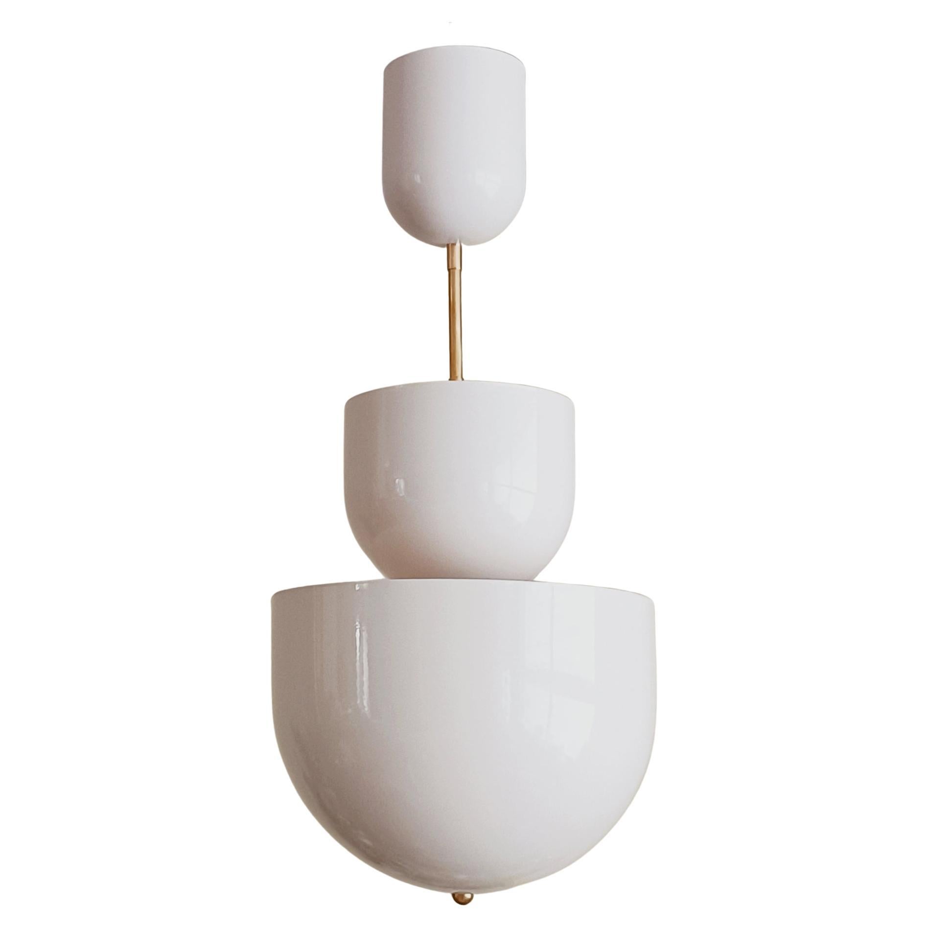 Dobel - large pendant lamp by Candas, White ivory and brass-max diam. 100cm(39") For Sale