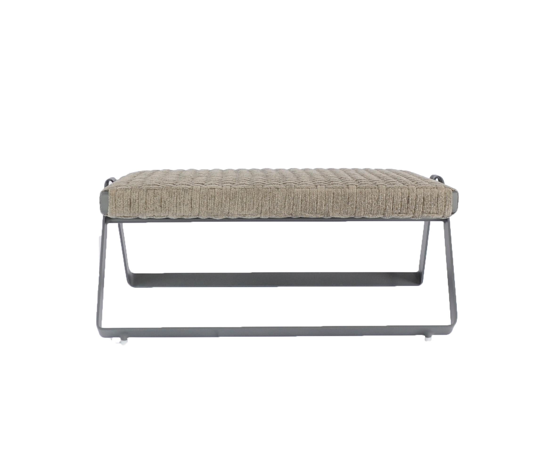 Contemporary Footstool Outdoor / Indoor in gray nautical rope 