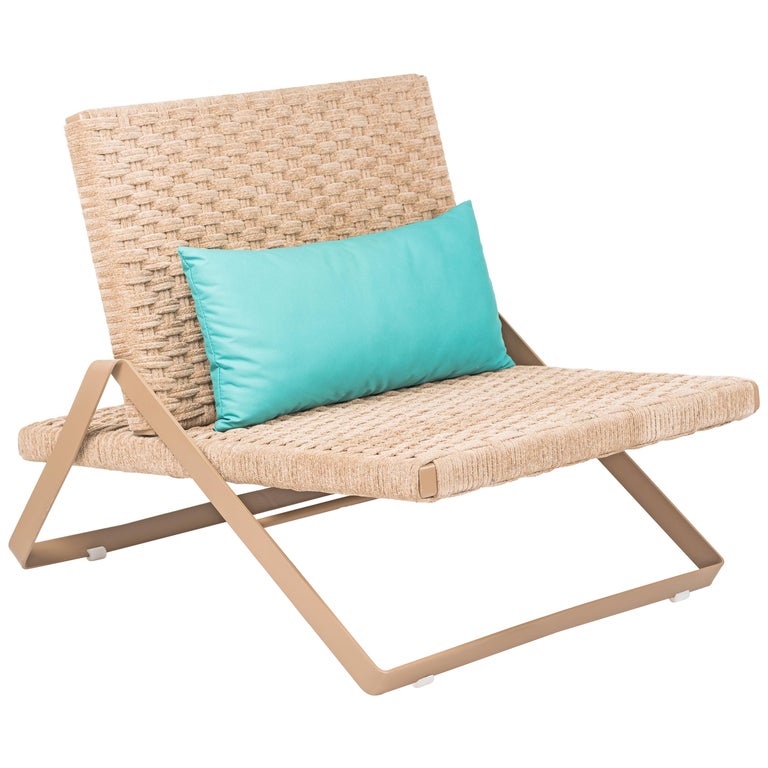 Lounge Chair Outdoor / Indoor in beige nautical rope "Dobra" by Filipe