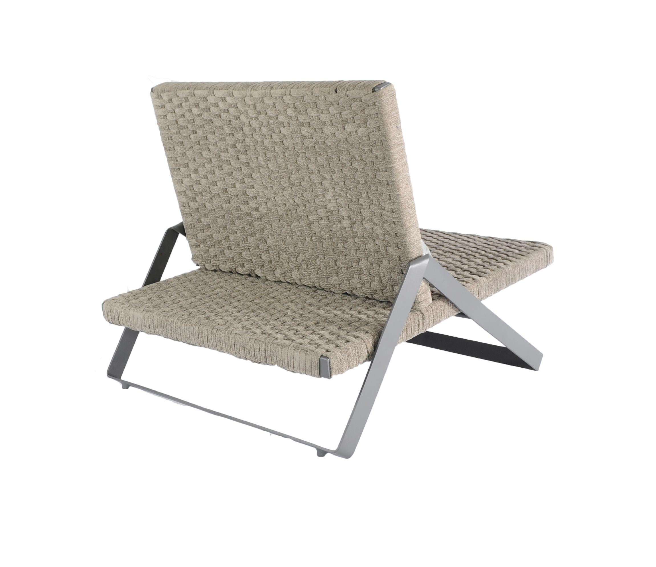 Modern Lounge Chair Outdoor / Indoor in gray nautical rope 