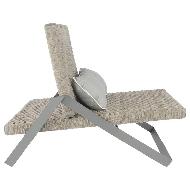 Lounge Chair Outdoor / Indoor in gray nautical rope "Dobra" by Filipe