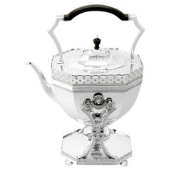 Dobson & Sons Used Victorian English Sterling Silver Spirit Kettle