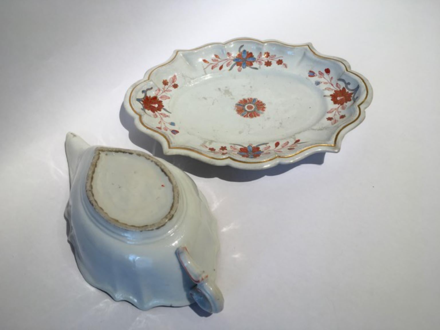 Baroque Italy Richard Ginori 18th Century Porcelain Sauce Terrin Floral Drawings For Sale