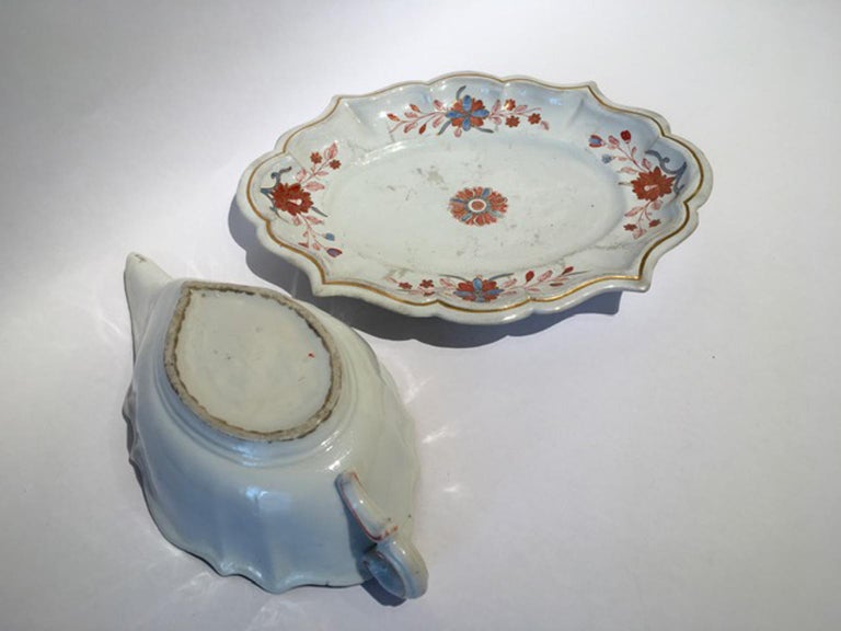 Baroque Italy Doccia Richard Ginori 18th Century Porcelain Sauce Terrin Floral Drawings For Sale